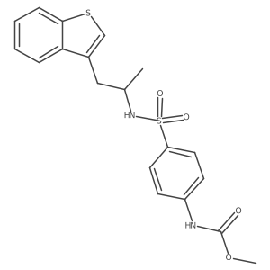 methyl (4-(N-(1-(benzo[b]thiophen-3-yl)propan-2-yl)sulfamoyl)phenyl)carbamate结构式