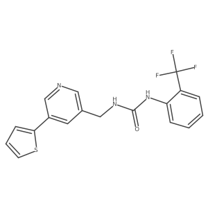 1-((5-(Thiophen-2-yl)pyridin-3-yl)methyl)-3-(2-(trifluoromethyl)phenyl)urea结构式