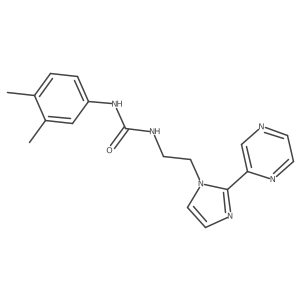 1-(3,4-dimethylphenyl)-3-(2-(2-(pyrazin-2-yl)-1H-imidazol-1-yl)ethyl)urea结构式