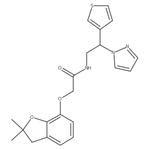 N-(2-(1H-pyrazol-1-yl)-2-(thiophen-3-yl)ethyl)-2-((2,2-dimethyl-2,3-dihydrobenzofuran-7-yl)oxy)acetamide Structure