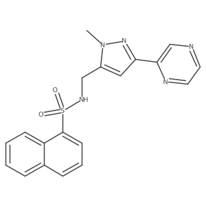 N-((1-methyl-3-(pyrazin-2-yl)-1H-pyrazol-5-yl)methyl)naphthalene-1-sulfonamide结构式