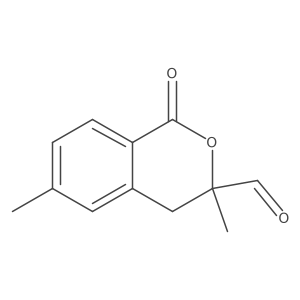 3,6-dimethyl-1-oxo-3,4-dihydro-1H-2-benzopyran-3-carbaldehyde结构式