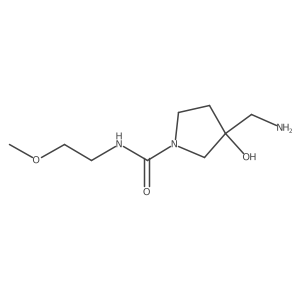 3-(aminomethyl)-3-hydroxy-N-(2-methoxyethyl)pyrrolidine-1-carboxamide结构式