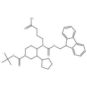 4-({1-[(tert-butoxy)carbonyl]-3-cyclopentylpiperidin-4-yl}({[(9H-fluoren-9-yl)methoxy]carbonyl})amino)butanoic acid结构式