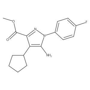 methyl 5-amino-4-cyclopentyl-1-(4-fluorophenyl)-1H-pyrazole-3-carboxylate结构式