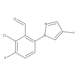 2-chloro-3-fluoro-6-(4-iodo-1H-pyrazol-1-yl)benzaldehyde结构式