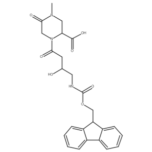 1-[4-({[(9H-fluoren-9-yl)methoxy]carbonyl}amino)-3-hydroxybutanoyl]-4-methyl-5-oxopiperazine-2-carboxylic acid Structure
