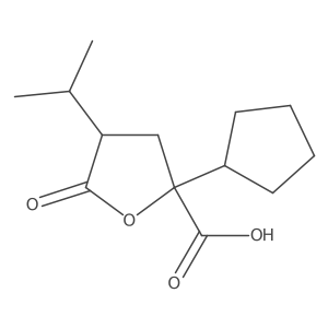 2-Cyclopentyl-5-oxo-4-(propan-2-yl)oxolane-2-carboxylic acid结构式