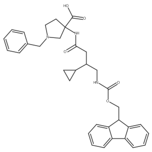 1-benzyl-3-[3-cyclopropyl-4-({[(9H-fluoren-9-yl)methoxy]carbonyl}amino)butanamido]pyrrolidine-3-carboxylic acid Structure