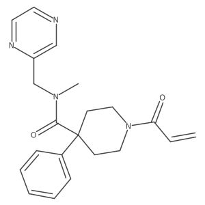N-Methyl-4-phenyl-1-prop-2-enoyl-N-(pyrazin-2-ylmethyl)piperidine-4-carboxamide结构式