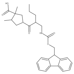 rac-(3R,4R)-1-{2-[({[(9H-fluoren-9-yl)methoxy]carbonyl}amino)methyl]pentanoyl}-3,4-dimethylpyrrolidine-3-carboxylic acid Structure