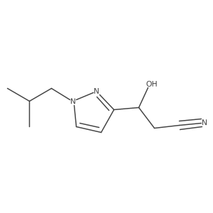 3-hydroxy-3-[1-(2-methylpropyl)-1H-pyrazol-3-yl]propanenitrile结构式