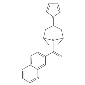 6-[3-(1H-1,2,3-triazol-1-yl)-8-azabicyclo[3.2.1]octane-8-carbonyl]quinoxaline结构式