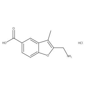 2-(Aminomethyl)-3-methyl-1-benzofuran-5-carboxylic acid;hydrochloride Structure