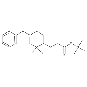 rac-tert-butyl N-{[(3R,4R)-1-benzyl-3-hydroxy-3-methylpiperidin-4-yl]methyl}carbamate Structure