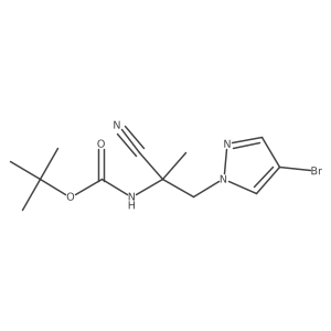 tert-butyl N-{1-[(4-bromo-1H-pyrazol-1-yl)methyl]-1-cyanoethyl}carbamate结构式