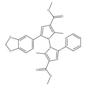 Dimethyl 5-(benzo[d][1,3]dioxol-5-yl)-2,2'-dimethyl-5'-phenyl-[1,1'-bipyrrole]-3,3'-dicarboxylate结构式