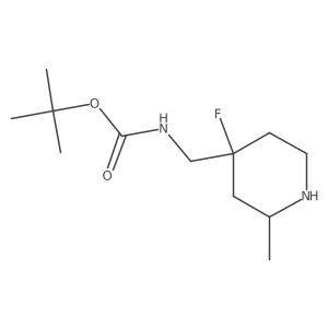 tert-Butyl (((2R)-4-fluoro-2-methylpiperidin-4-yl)methyl)carbamate Structure