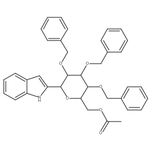 (1R)-1,5-Anhydro-1-C-1H-indol-2-yl-2,3,4-tris-O-(phenylmethyl)-D-Mannitol 6-Acetate Structure