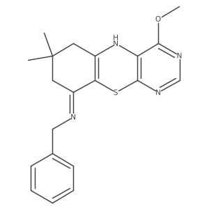 N-benzyl-4-methoxy-7,7-dimethyl-7,8-dihydro-6H-pyrimido[4,5-b][1,4]benzothiazin-9-amine结构式