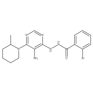 2-Bromobenzoic acid 2-[5-amino-6-(2-methyl-1-piperidinyl)-4-pyrimidinyl]hydrazide Structure