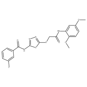 N-(5-((2-((2,5-dimethoxyphenyl)amino)-2-oxoethyl)thio)-1,3,4-thiadiazol-2-yl)-3-fluorobenzamide Structure