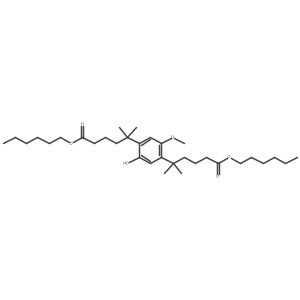 1,4-Dihexyl 2-hydroxy-5-methoxy-I 1,I 1,I 4,I 4-tetramethyl-1,4-benzenedipentanoate结构式