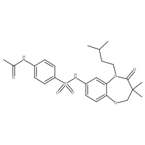 N-(4-(N-(5-isopentyl-3,3-dimethyl-4-oxo-2,3,4,5-tetrahydrobenzo[b][1,4]oxazepin-7-yl)sulfamoyl)phenyl)acetamide结构式