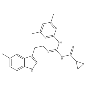 N-[(E)-[(4,6-dimethylpyrimidin-2-yl)amino]{[2-(5-fluoro-1H-indol-3-yl)ethyl]amino}methylidene]cyclopropanecarboxamide结构式