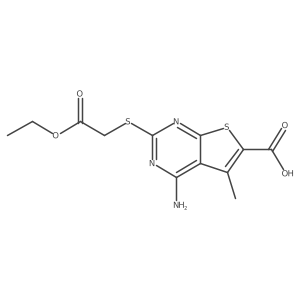 4-Amino-2-((2-ethoxy-2-oxoethyl)thio)-5-methylthieno[2,3-d]pyrimidine-6-carboxylic acid结构式