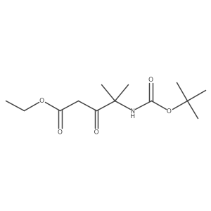 Ethyl 4-((tert-butoxycarbonyl)amino)-4-methyl-3-oxopentanoate结构式