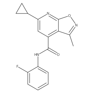 6-cyclopropyl-N-(2-fluorophenyl)-3-methyl[1,2]oxazolo[5,4-b]pyridine-4-carboxamide结构式