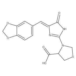 3-{4-[(E)-1,3-benzodioxol-5-ylmethylidene]-5-oxo-4,5-dihydro-1H-imidazol-2-yl}-1,3-thiazolane-4-carboxylic acid Structure