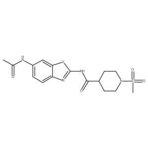 N-(6-acetamidobenzo[d]thiazol-2-yl)-1-(methylsulfonyl)piperidine-4-carboxamide结构式