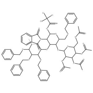 [(2R,3S,4S,5R,6S)-3,4,5-triacetyloxy-6-[(2R,3S,4R,5R,6S)-5-(1,3-dioxoisoindol-2-yl)-4-[(2S,3S,4R,5R,6S)-6-methyl-3,4,5-tris(phenylmethoxy)oxan-2-yl]oxy-2-(phenylmethoxymethyl)-6-(2,2,2-trichloroethanimidoyl)oxyoxan-3-yl]oxyoxan-2-yl]methyl acetate Structure
