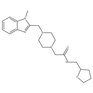 2-(4-((1-methyl-1H-benzo[d]imidazol-2-yl)methyl)piperazin-1-yl)-N-((tetrahydrofuran-2-yl)methyl)acetamide结构式