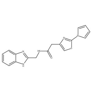 N-((1H-benzo[d]imidazol-2-yl)methyl)-2-(2-(1H-pyrrol-1-yl)thiazol-4-yl)acetamide结构式