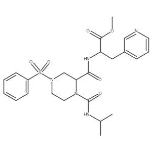 methyl (2R)-2-[[(2R)-4-(benzenesulfonyl)-1-(propan-2-ylcarbamoyl)piperazine-2-carbonyl]amino]-3-pyridin-3-ylpropanoate结构式