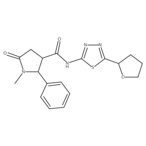 1-methyl-5-oxo-2-phenyl-N-[(2E)-5-(tetrahydrofuran-2-yl)-1,3,4-thiadiazol-2(3H)-ylidene]pyrrolidine-3-carboxamide Structure