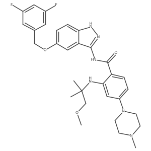 N-[5-[(3,5-difluorophenyl)methoxy]-1H-indazol-3-yl]-2-[(1-methoxy-2-methylpropan-2-yl)amino]-4-(4-methylpiperazin-1-yl)benzamide Structure