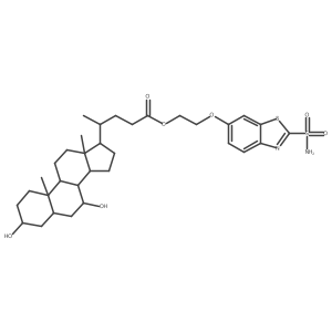 3alpha,7alpha-Dihydroxy-5beta-cholane-24-oic acid 2-(2-sulfamoylbenzothiazole-6-yloxy)ethyl ester结构式
