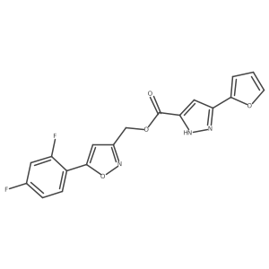 [5-(2,4-difluorophenyl)-1,2-oxazol-3-yl]methyl 3-(furan-2-yl)-1H-pyrazole-5-carboxylate Structure