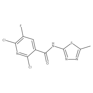 2,6-dichloro-5-fluoro-N-(5-methyl-1,3,4-thiadiazol-2-yl)pyridine-3-carboxamide结构式
