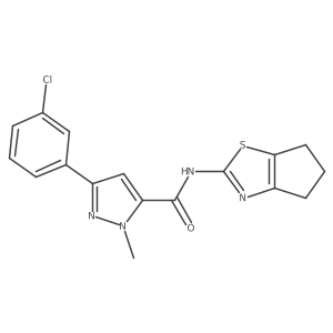 3-(3-chlorophenyl)-N-(5,6-dihydro-4H-cyclopenta[d][1,3]thiazol-2-yl)-1-methyl-1H-pyrazole-5-carboxamide结构式