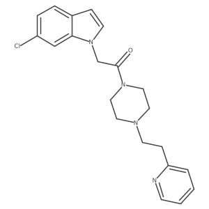 2-(6-chloro-1H-indol-1-yl)-1-{4-[2-(2-pyridyl)ethyl]piperazino}-1-ethanone结构式