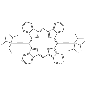 6,20-Bis[2-[tris(1-methylethyl)silyl]ethynyl]-29H,31H-tetrabenzo[b,g,l,q]porphine结构式