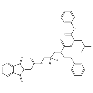 {[2-(1,3-Dioxo-1,3-dihydro-isoindol-2-yl)-acetylamino]-methyl}-[2-(3-methyl-1-phenylcarbamoyl-butylcarbamoyl)-4-phenyl-butyl]-phosphinic acid结构式