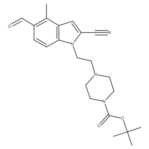 tert-butyl 4-(2-(2-cyano-5-formyl-4-methyl-1H-indol-1-yl)ethyl)piperazine-1-carboxylate Structure