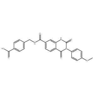 4-[({[2-Mercapto-3-(4-methoxyphenyl)-4-oxo-3,4-dihydroquinazolin-7-yl]carbonyl}amino)methyl]benzoic acid Structure