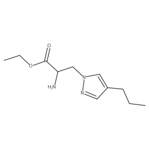 ethyl 2-amino-3-(4-propyl-1H-pyrazol-1-yl)propanoate结构式
